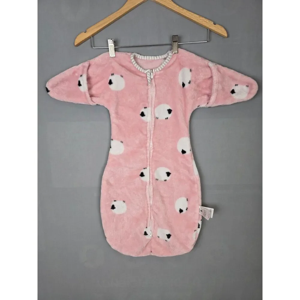 ZigJoy Infant Baby Sleep Sack 3-6 Mth Pink Sheep Fuzzy Swaddle Blanket Bag